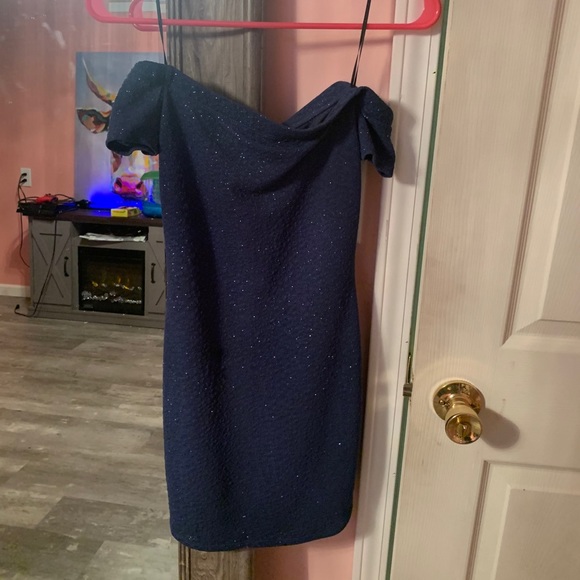 blue sparkle mini dress - Picture 4 of 5